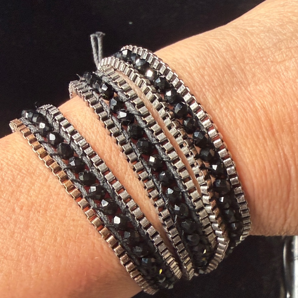 Black and Silver Beaded wraparound Bracelet